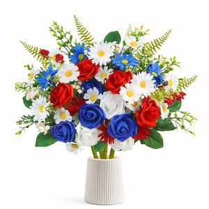 Bouquet Artificiale di <span class=keywords><strong>Tulipani</strong></span> e Rose in Metallo, Decorazione Floreale per Regali, Esposizioni, Festività e Arredamento Casa - Product Image 1