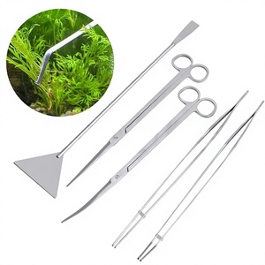 Kit d'outils d'aquarium manuel 5-en-1 en acier inoxydable couleur argent antirouille Metal Med Corporation : Ciseaux, Pincettes, Pelle plate - Product Image 3