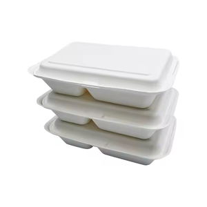 Cubiertos desechables biodegradables <span class=keywords><strong>ECOLIFE</strong></span>, fiambrera de 9*6 pulgadas con <span class=keywords><strong>2</strong></span> compartimentos, contenedor de comida de caña de azúcar de vajilla - Product Image 4