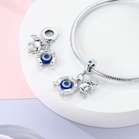 Abalorios de Plata 925 MULA, Serie Azul, Forma de Mariposa, Colgantes Originales de Moda para Hacer Joyería DIY con Circonita