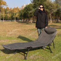 Lit de camping pliable moderne en métal portable avec chaises inclinables réglables en 4 positions et matelas