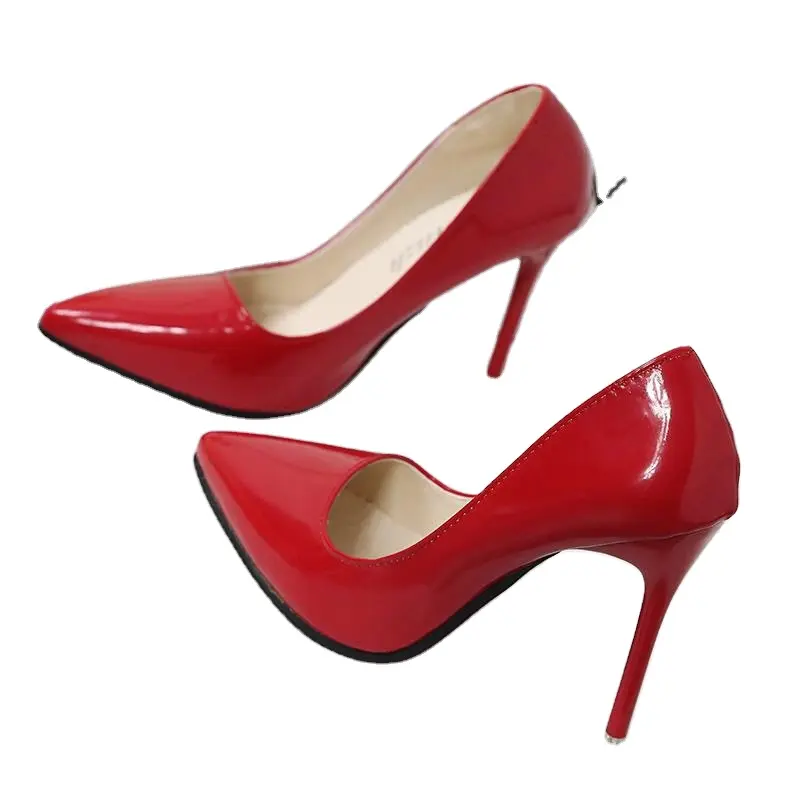 women's pumps High Heels Shallow Mouth Patent Leather Women's Shoes Pointed Toe Nude Single Shoes Women Stiletto