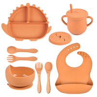 Assiette divisée en silicone dinosaure, ensemble d'alimentation pour bébé, 3 compartiments, bol pour enfants pour les repas quotidiens