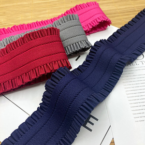 In Stock <strong>Double</strong> <strong>Ruffle</strong> Pleated Ribbon Cloth 5cm <strong>Elastic</strong> Ruffled Lace Trimming - Product Image 5