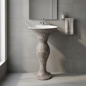Lavabo en céramique en forme de dauphin sur piétement complet pour salle de bain de villa ou d'hôtel moderne, facile à nettoyer, résistant à l'eau - Product Image 6