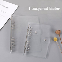Reliure à 6 anneaux en PVC transparent avec fermeture à bouton-pression, couverture de planificateur transparente A5/A6 pour journal, budget et organisateur de voyages