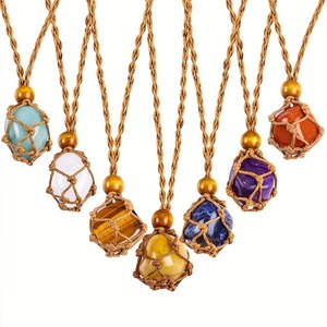 Collar de Moda con Piedras Naturales de 2-3 cm, Cristal Rosa, Amatista, Ojo de Tigre, Collar Ajustable con Cadena para Suéter - Product Image 5