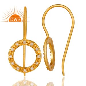 Attractive White Topaz <b>Set</b> Earrings High Quality Silver <b>Gold</b> Plated Hook Earrings Manufacturer <b>Jewelry</b> Vintage Collection - Product Image 3