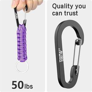 Porte-clés en paracorde tressé avec mousqueton en aluminium, cordon robuste pour hommes et femmes, randonnée, camping - Product Image 5