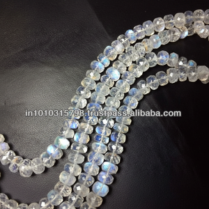 Perles facettées en pierre de lune arc-en-ciel et pierre de lune arc-en-ciel feu bleu, 4-7 mm, perles en vrac pour bijoux et bracelets - Product Image 1