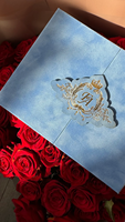 Ensemble d'invitations de mariage en acrylique transparent de poche en velours bleu de luxe enveloppe monogramme personnalisé Logo fiançailles After-Party Festival