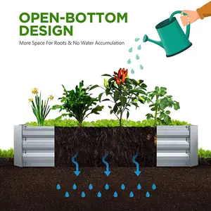 Поднятая садовая грядка для овощей, цветов, травы, высокий стальной большой ящик для растений, OEM ODM, наружный металлический оцинкованный декор, дизайн