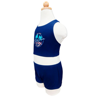 Ensemble Tankini pour Bébé Fille à Imprimé Dessin Animé, Maillot de Bain à Lacets au Dos avec Short de Bain Garçon et Logo Avant, Idéal pour Commandes en Gros et Marques Privées