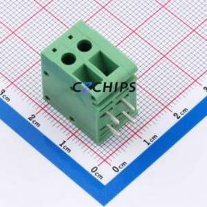 DB105R-5.0-2P-GN-S Screw Terminal Block Bent Lead Through Hole,P=5mm Connector 1x2P 5mm Green Right Angle Insert - Product Image 1