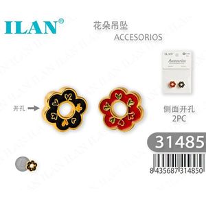 Ciondolo a forma di fiore Ilan, 2 pezzi con foro laterale per accessori di abbigliamento - Product Image 1