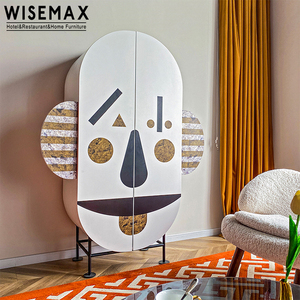 WISEMAX FURNITURE Meuble de rangement unique au design créatif, adorable et mignon avec un visage de clown, meuble de salon, armoire de présentation en bois massif - Product Image 5