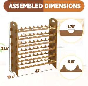 Six-Layer Panel 54-Bottle Stackable Storage Modular Cabinet Bamboo Freestanding <b>Floor</b> Modern Adjustable Lacquer Finish <b>Wine</b> <b>Rack</b> - Product Image 5