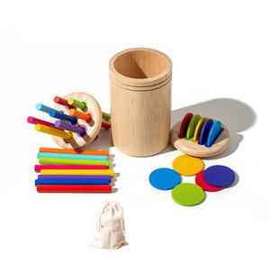 Jouet <span class=keywords><strong>Montessori</strong></span> en bois couleur cognition tri jeu d'association tout-petits apprentissage éducatif préscolaire bâtons de bois colorés trieur - Product Image 1
