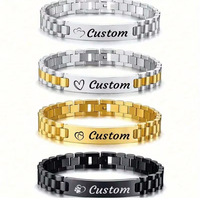 Bracelet à maillons en acier inoxydable gravé sur mesure, hypoallergénique, avec nom personnalisé, bijoux en acier titane pour OEM/ODM
