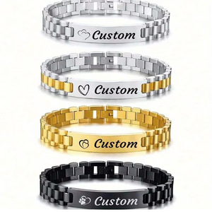 Pulseira Ajustável de Aço Inoxidável Personalizável com Gravação de Marca, Estilo Europeu Americano, Unissex, para Relógio DIY - Product Image 1