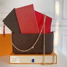 Tas wanita mode Eropa 3 in 1 tas rantai selempang satu bahu tas clutch amplop PU - Product Image 6