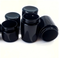 Bocaux cosmétiques en verre UV noir avec couvercles noirs résistants aux enfants 2oz 3oz 4oz