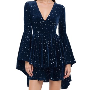 Ropa de <span class=keywords><strong>Mujer</strong></span> Europea y <span class=keywords><strong>Americana</strong></span> de Moda, Estampado de Estrellas, Cuello en V, Mangas de Campana, <span class=keywords><strong>Terciopelo</strong></span> de Verano, Superventas Transfronterizas - Product Image 6