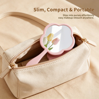 Miroir de maquillage portable 2026, vente directe usine, best-seller transfrontalier, mini miroir à main en forme de fleur
