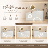Comptoir de réception LED minimaliste personnalisé en forme d'arche, blanc crème, pour salon de beauté, spa, boutique de vêtements