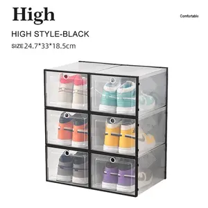 Tomuhom Hot Sale Sneaker Drop Front Shoe Box Shoe Storage Boxes Clear Transparent Stackable Plastic Shoe Box Display Case