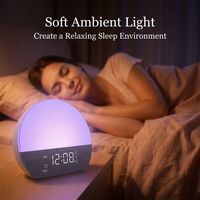 Lampe de réveil Sunrise avec machine à bruit blanc moderne, 30 sons apaisants, horloge numérique de table RGB, OEM ODM Vente en gros