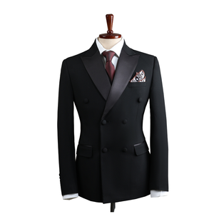 Double Breasted Slim Business <strong>Suit</strong> <strong>Men</strong> Flat Front Style Breathable Worsted Viscose/Polyester Anti-Wrinkle Notched Collar Zipper - Product Image 4