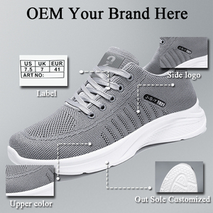 Chaussures de course en maille grises pour hommes, légères, respirantes, baskets décontractées, chaussures de course en maille pour hommes, baskets de course ultra-douces en tricot - Product Image 3