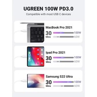 Câble USB C UGREEN 100W pour MacBook Pro, câble de charge rapide USB-C vers USB-C 5A, blanc, double Type-C, matériau PVC