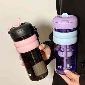 Nouvelle tasse élégante et simple réutilisable avec paille, grande capacité, double boisson, en plastique, portable, avec infuseur à thé, sans danger pour les aliments, idéale pour l'été - Product Image 1