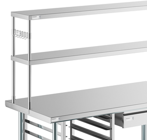 Commercial Workstation with Storage Shelf & Tray Rack, Hotel Restaurant Supplies Catering <b>Work</b> <b>Table</b> - Product Image 4
