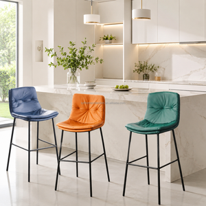 Tabourets <span class=keywords><strong>de</strong></span> bar vibrants en cuir PU avec dossier et repose-pieds, plusieurs options <span class=keywords><strong>de</strong></span> couleurs pour bar, café et îlot <span class=keywords><strong>de</strong></span> cuisine - Product Image 6
