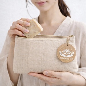 Custom Logo Zippered Linen Cosmetic Bag with Eco-Friendly Fashionable Cosmetics <b>Case</b> wDiary Use - Product Image 2