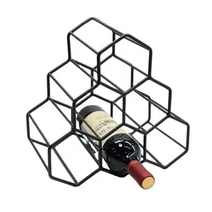 חדש נורדי סגנון כוורת צורת Hexagen מתכת חוט יין מדף יין מתלה בקבוק