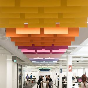 Tipo di deflettore di vetro sospeso pannelli di deflettore acustico dello <span class=keywords><strong>studio</strong></span> del deflettore della vetroresina di 2400mm - Product Image 3