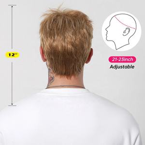 Perruques synthétiques pour hommes, <span class=keywords><strong>coupe</strong></span> <span class=keywords><strong>courte</strong></span> pixie, perruques bob avec frange, blonde dorée, perruque pour hommes à couches pour le cosplay quotidien, résistante à la chaleur - Product Image 5