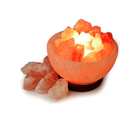 Lampe en cristal de sel de l'Himalaya pur, base en bois sculptée, bol à feu, blocs de sel à texture fine, excellent prix, artisanat naturel, Tahir Gems