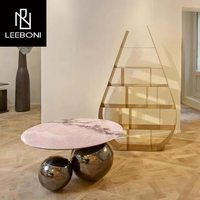 Meuble de salon de luxe nouveau design à prix d'usine, table basse en marbre doré entier