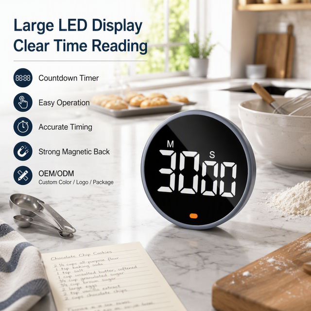 High Quality Digital Kitchen Timer Manyetik Countdown Timer with Large LED Display for Home Fitness Class