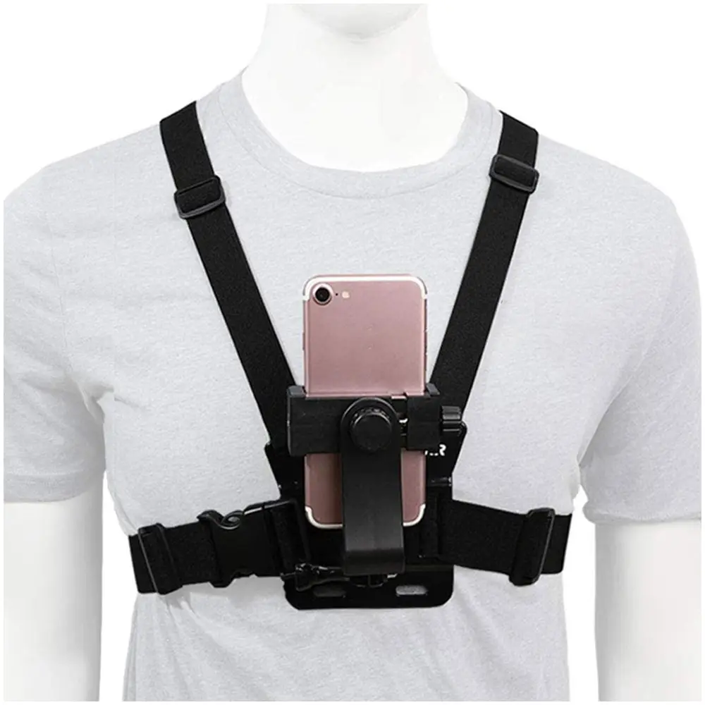 2 In 1 Adjustable Elastic Cell Phone Quick Clip Mobile Phone Holder Action Camera Chest Strap Mount Harness Go Pro Accessories