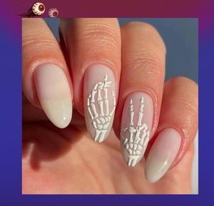 Faux Ongles Halloween en Gros Faits Main avec Logo Personnalisé, Design 3D Effrayant de Luxe en ABS, Certifiés CE, Forme Amande Trapézoïdale - Product Image 3