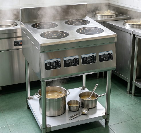 Commercial Stainless Steel Induction Cooker 4 Burner High Power ETL Certified Electric Cooking Stove Portable Hotpot Fry Rice