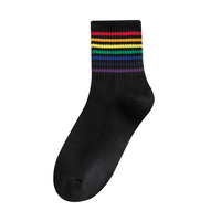 Chaussettes de sport unisexes pour jeunes enfants, chaussettes blanches pour enfants, chaussettes d'école pour étudiants, chaussettes arc-en-ciel pour filles