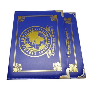 Carpeta Porta Diplomas y Certificados de Taekwondo, Personalizada, de Alta Calidad, en Cuero Azul, para Papel A4/A5, con Cubierta para Contratos - Product Image 1