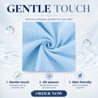 Tissu Popeline Froissé en Mousseline de Coton Biologique 100% à 4 Couches, Motif Crêpe, Vente en Gros Usine pour Couvertures d'Emmaillotage et Chemises